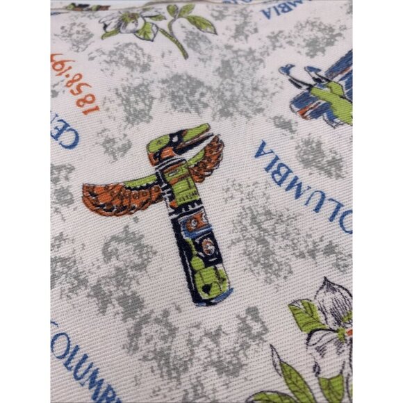 British Columbia Centenary Fabric 1858-1958 Totem Poles Loggers Dogwood 80 x 36 - Picture 3 of 6